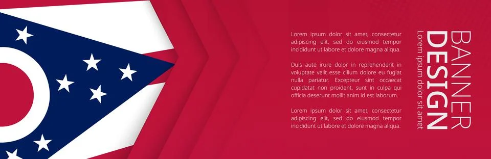 Banner template with flag of U.S. state Ohio for advertising travel, busine.. Stock-Illustration