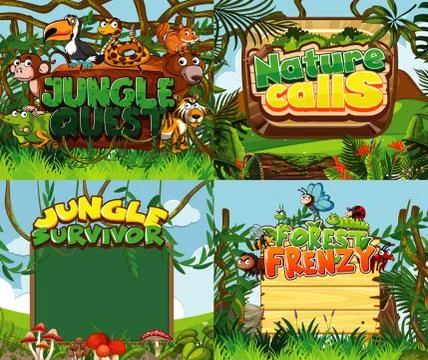 Banner template with forest in background Stock Illustration