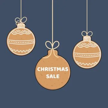 Banner template of gingerbread cookies on a string Stock Illustration