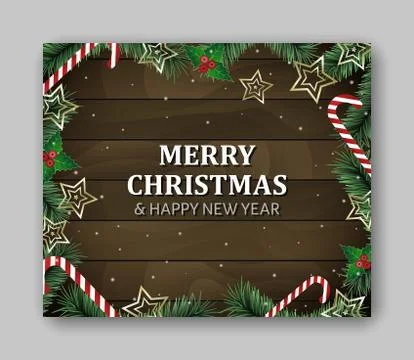 Banner template large rectangle with Merry Christmas and Happy New Year lette Stock Illustration