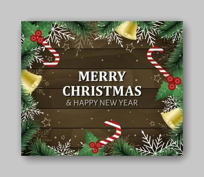 Banner template large rectangle with Merry Christmas and Happy New Year lette Stock Illustration
