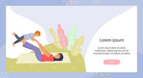Banner template for postpartum and postnatal women yoga with baby classes. Stock Illustration