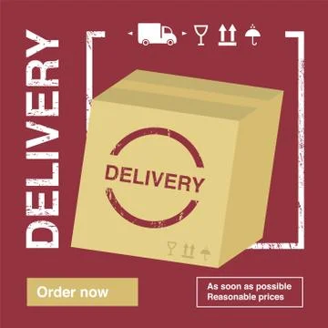Banner template for posts, story or website page. Courier service layout desi Stock Illustration