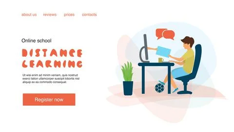 Banner template for posts, story or page for the website. A boy is sitting at Stock Illustration