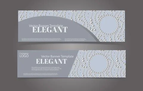 Banner template set with pearl pattern background. Elegant design. Stock Illustration