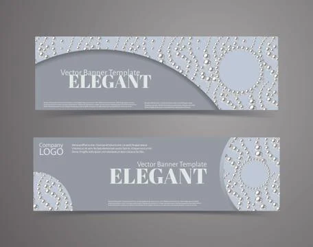 Banner template set with pearl pattern background. Elegant design. Stock Illustration