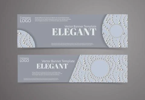 Banner template set with pearl pattern background. Elegant design. Stock Illustration