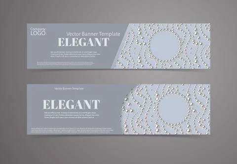 Banner template set with pearl pattern background. Elegant design. Stock Illustration