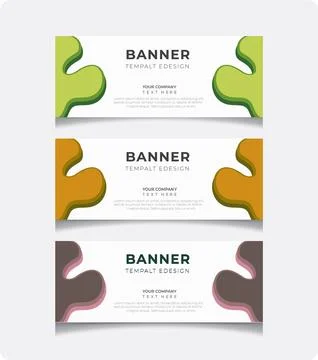 Banner Template Set with Wavy Organic Shapes, Modern banner design template Stock Illustration