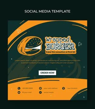 Banner template in square design with green orange background and simple wr.. Stock Illustration