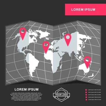 Banner template with world map Illustrazione stock