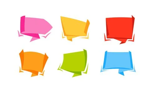 Banner for text flat design set. Ribbon Labels. Stickers design template. Ilustração Stock