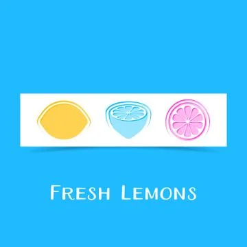 Banner with three abstract lemons イラスト素材