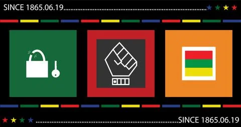 Banner three styles for juneteenth month; Stock Illustration