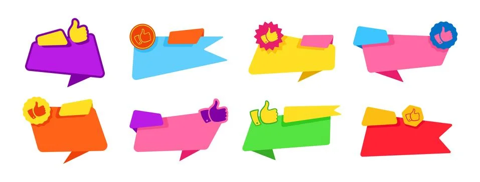 Banner thumb up for text flat design set vector Stock Illustration