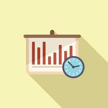 Banner timer icon flat vector. Clock project Stock Illustration