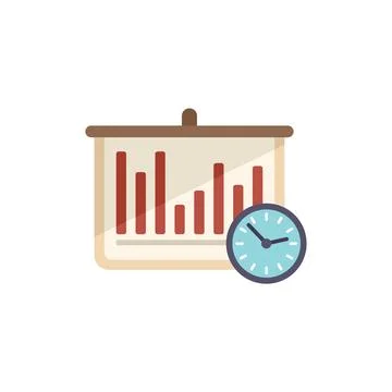 Banner timer icon flat vector. Clock project Stock Illustration