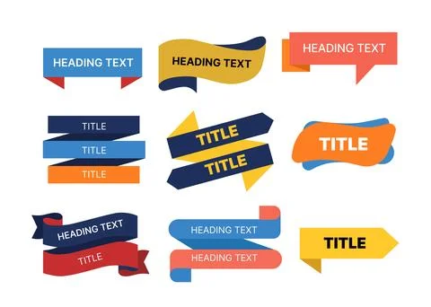 Banner title template set with ribbons labels and headline boxes Illustrazione stock