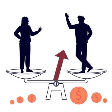 Banner on topic of gender pay gap and income inequality. Stock Illustration