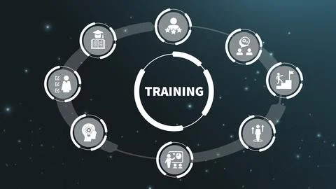 Banner Training concept. set of training icons Stock Illustration