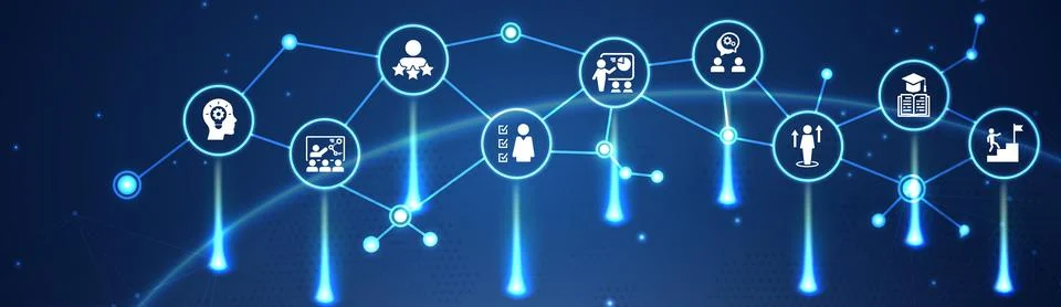 Banner Training concept. set of training icons Stock Illustration