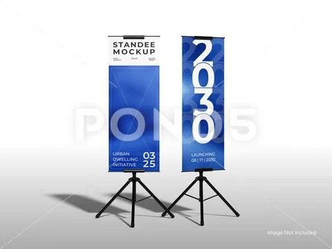 Banner with Tripod Stand Mockup for Event PSD Template