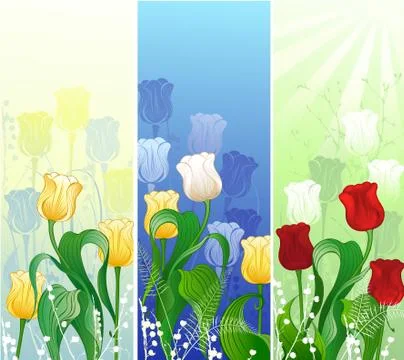 Banner with tulips Stock Illustration