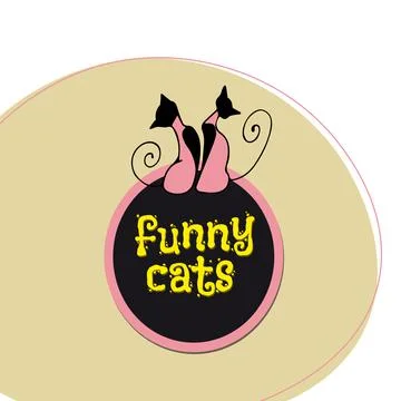 Banner with two funny cats, vector isolated object イラスト素材