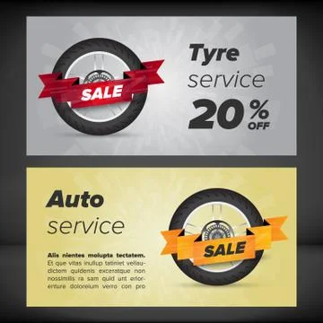Banner with tyre concept Illustrazione stock