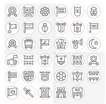 Banner Ultimate Vector Package with 35 Retina Ready Regular Line Grid Fitte.. Stock Illustration