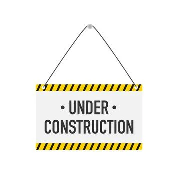 Banner for under construction. Danger sign. Construction concept. Vector illu Illustrazione stock