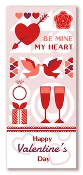 Banner for Valentines day with vertical composition and place for text. Stock Illustration