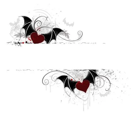 Banner with Vampire Hearts Stock Illustration