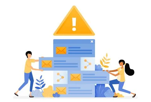 Banner vector design of error alerts for sorting incoming emails contain malw Stock Illustration