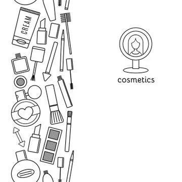 Banner vertical make up and cosmetics vector set Illustrazione stock