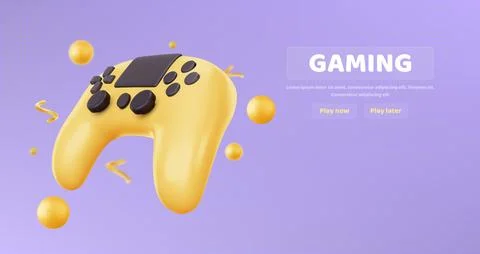 Banner with video game console control joystick Stock Illustration