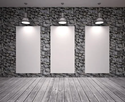 Banner on wall Stock Illustration