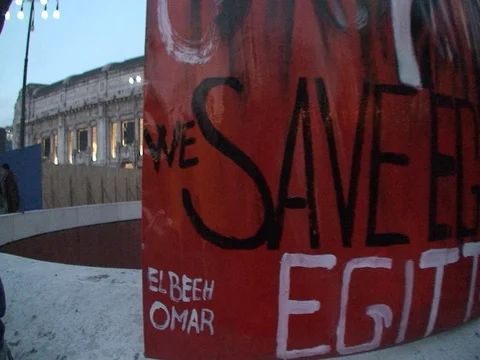 Banner "We Save Egypt" at Pro Morsi Demonstration 動画素材 92842223
