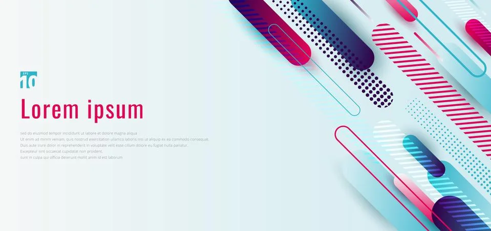 Banner web design template dynamic blue and pink geometric rounded line diago Stock Illustration