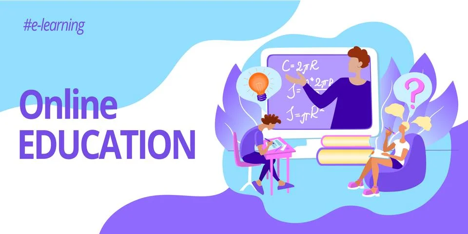 Banner for web page template. Gorizontal header for website. Online education Stock Illustration