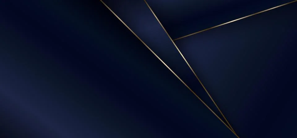 Banner web template 3D dark blue metallic shiny with gold line overlapping ba Stock Illustration
