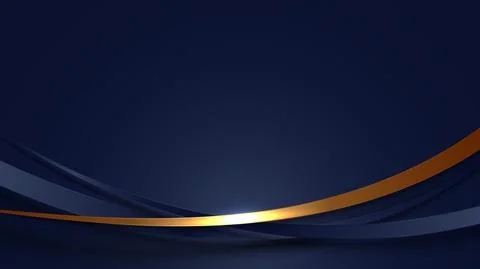 Banner web template abstract blue and golden curved lines overlapping layer d Stock Illustration