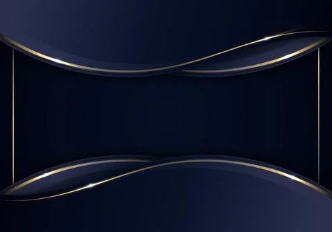 Banner web template abstract blue and golden wave curved lines overlapping la Stock Illustration