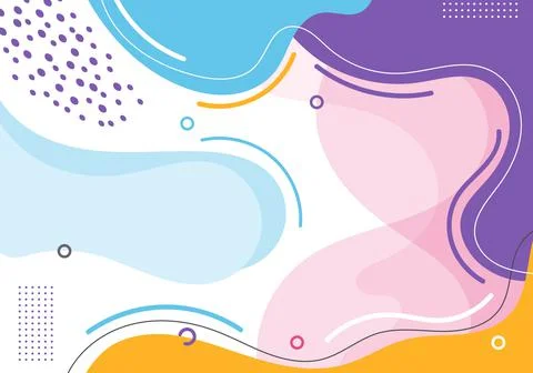 Banner web template abstract hand drawn pink, blue, yellow, purple color orga Stock Illustration
