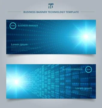 Banner web template bstract technology concept with blue neon radial light bu Stock Illustration