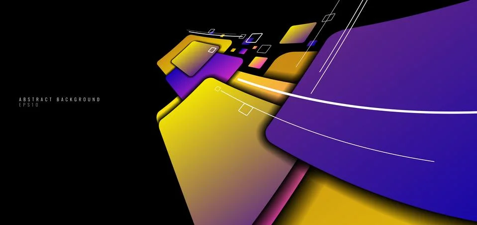 Banner web template distorted squares colorful design perspective on black ba Stock Illustration