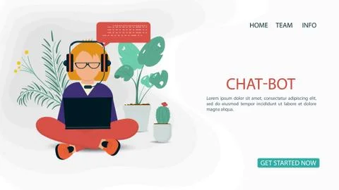Banner For a Website or Mobile Apps Artificial Intelligence Concept a girl si Stock Illustration