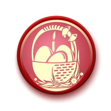 Banner which depicts a basket with Easter eggs Stock Illustration