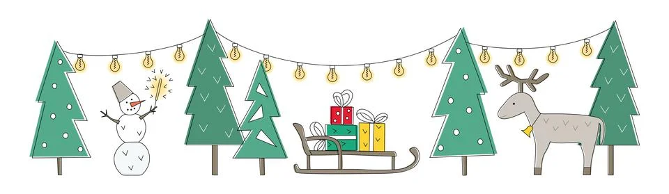 Banner with winter forest. Bright vector illustration for card, message, web Stock Illustration