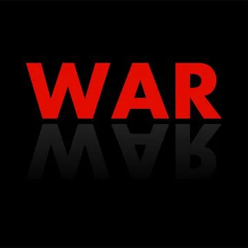 Banner with word War in mirror reflection. Vector background Stock Illustration